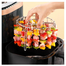 Air Fryer Vertical Skewer Rack 48 Skewers Stainless Steel Kebab Grill for Even Cooking