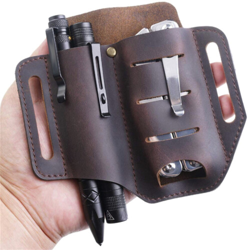 (Taupe) PU Leather Multitool Pouch - Belt Organizer (50 chars) 1