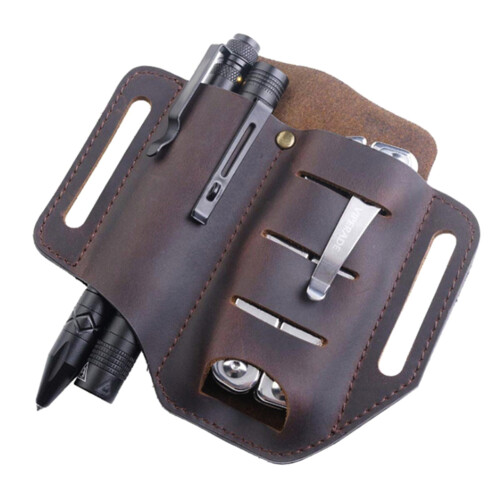 (Taupe) PU Leather Multitool Pouch - Belt Organizer (50 chars) 2