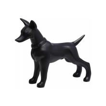 Black Standing Dog Mannequin with Rotatable Head, Pet Clothing Display Form for Store Window