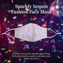 (Multicolor, Adult Size) Party Sequins Mask - Lightweight & Comfortable