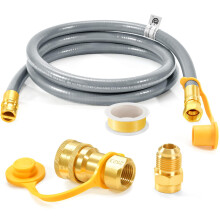 6 FT 1/2 Inch ID Natural Gas Grill Hose with Quick Connect, Outdoor Conversion Kit with Tape