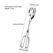 (Double hole silver) Heavy Duty Stainless Steel BBQ Tongs for Kitchen