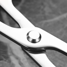 (Single hole silver) Heavy Duty Stainless Steel BBQ Tongs for Kitchen