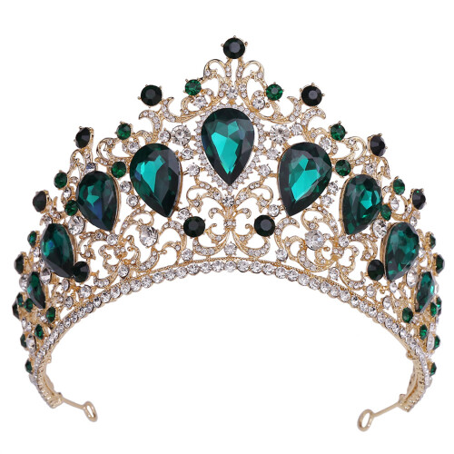 (C) Baroque Red Crystal Bridal Crown