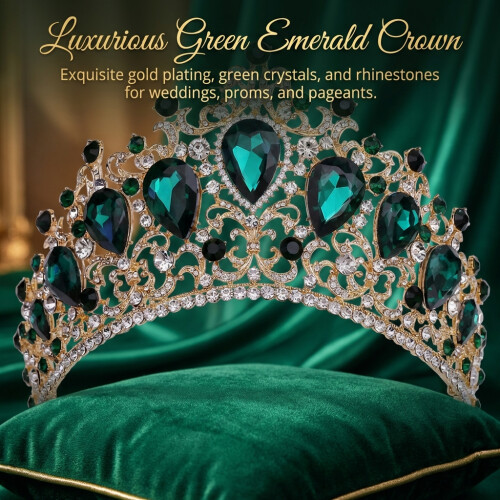 (C) Baroque Red Crystal Bridal Crown 1