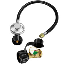 Propane Tank Gauge with 2ft Regulator and Hose for 520lb Tanks, Grill, Heater, Fire Pit
