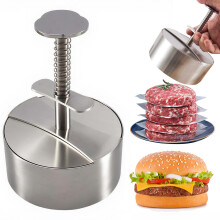 304 Stainless Steel Burger Press with Papers, Adjustable Nonstick Hamburger Patty Maker for BBQ Grill