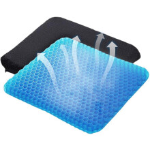 Gel Seat Cushion for Pressure Relief with Cooling Comfort, Breathable Cover, Blue 38x32x1.2cm