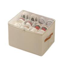 Skoförvaring för Garderoben, 2-Pack Skoförvaring med Transparent Lock och Robusta Handtag, Skoförvaring i Garderoben, Beige