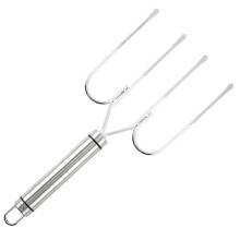 Stainless Steel Turkey Lifting Fork with Long HeatResistant Handle Heavy Duty Dual Prongs for Roasting