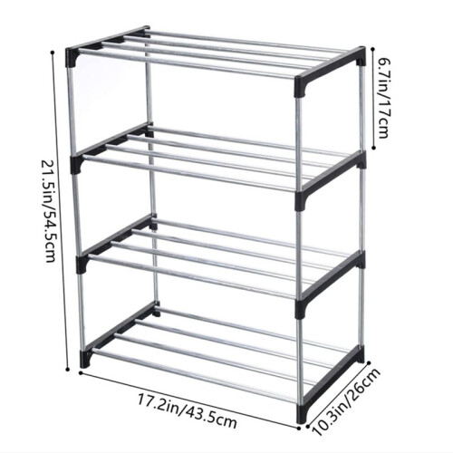 Stackable Small Shoe Rack, Entryway, Hallway and Closet Space Saving Storage and Organization (4-Tier, Black) 1