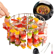 Air Fryer Skewer Rack 48Skewer Capacity 304 Stainless Steel Kebab Grill for Meat and Vegetables