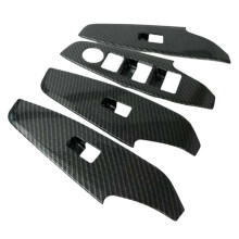 For 3 Axela 2017 Carbon Fiber Door Handle Power Window Lift Button Cover Trim Frame Sticker Accessories