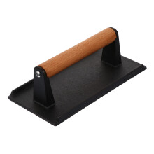 Cast Iron Grill Press with Ergonomic Handle for Even Cooking Bacon Burgers and Steaks
