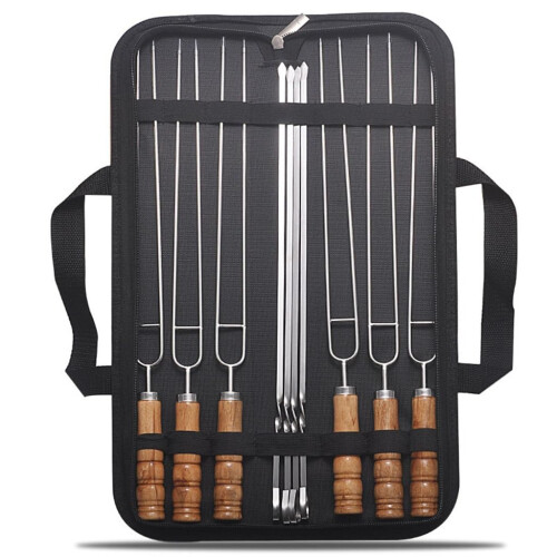 Stainless Steel Barbecue Fork with Insulated Handle Grip, Reusable White Camping BBQ Tool