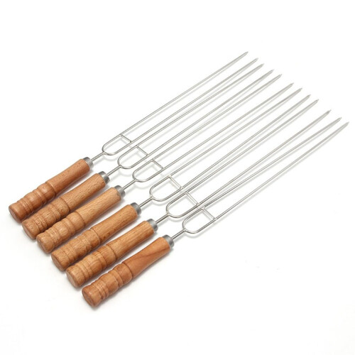 Stainless Steel Barbecue Fork with Insulated Handle Grip, Reusable White Camping BBQ Tool 1