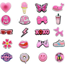 20 Pink Shoe Charms for Clog Sandals - Girls Cute