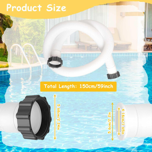 2 Pack 1.5 Inch Pool Pump Hose for Above Ground Pools, LeakResistant Replacement for Intex Filter Pump 1