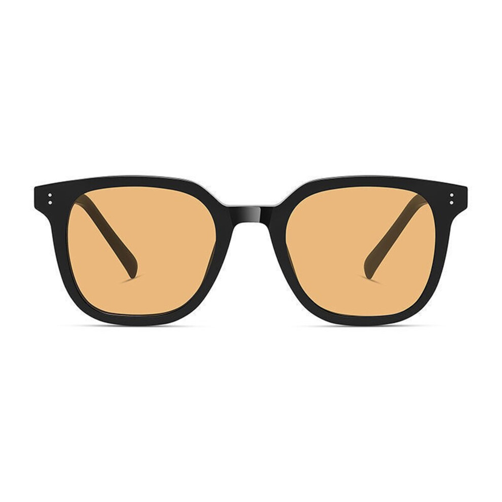 Creation-3C (Black Frame Through Tea Slices) Retro Square Sunglasses - Stylish Minimalist Gift