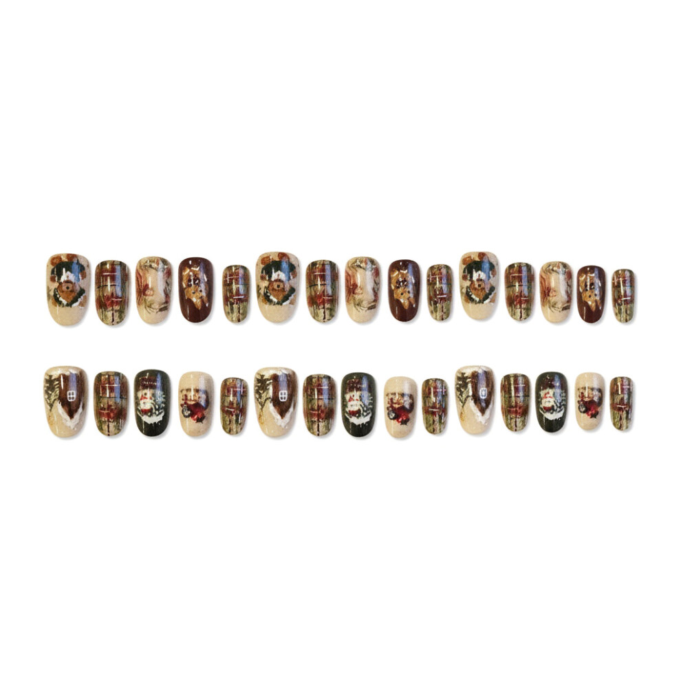 Dachuang Beauty 24Pcs Xmas Press-On Nails With Rabbit Bear Designs