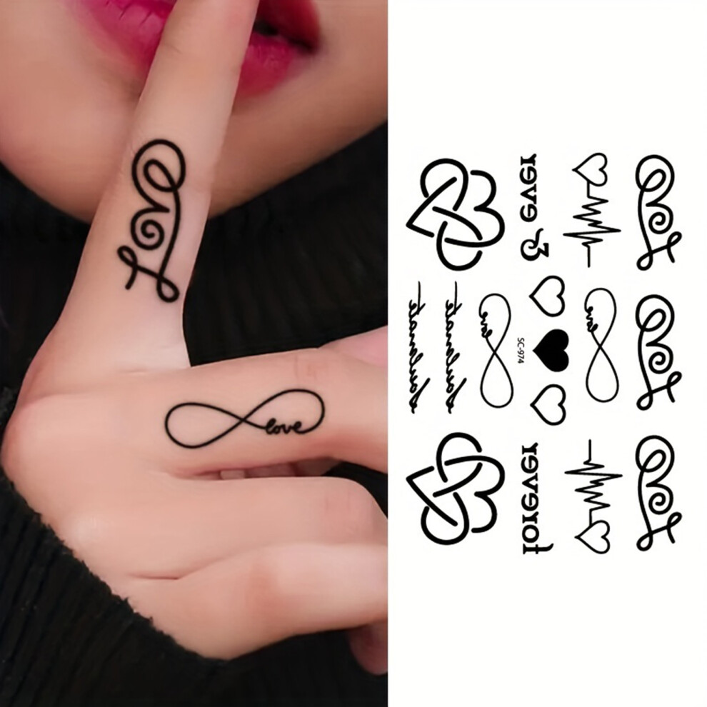 Hue-Grain Waterproof Black Heart Temporary Tattoo Stickers