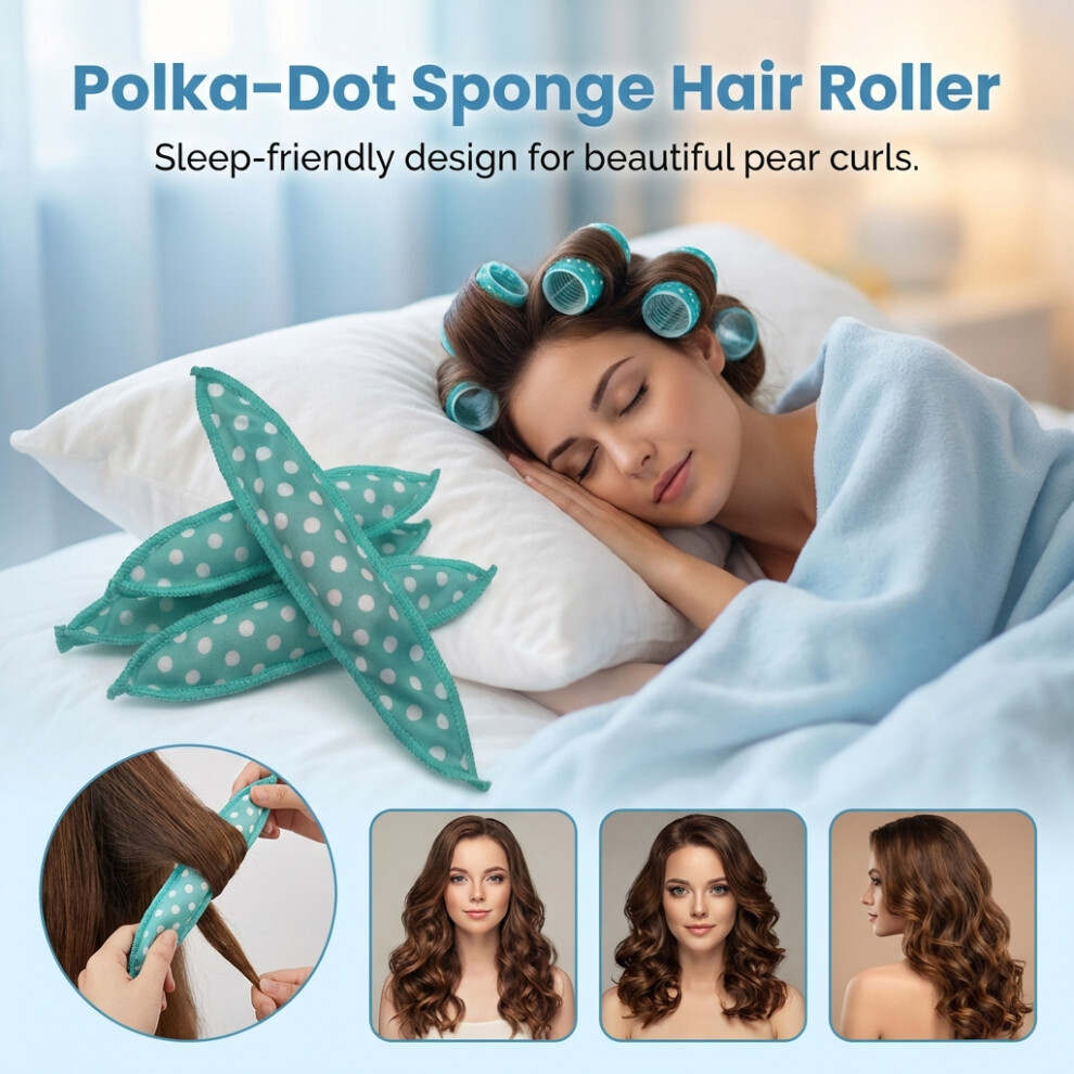 Roc-Electron (Blue) Polka Dot Hair Rollers For Natural Waves