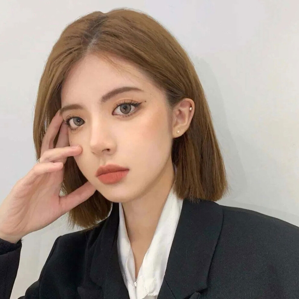Bright-Home (Light Brown) Fashion Natural Bob Hair Piece Cool Knotles Invisible Synthetic Wig For Female Male Halloween Hair Style