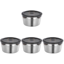 4Pièces Boîtes Rangement Alimentaire Noires En Acier Inoxydable, Bento