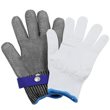 Cut Resistant Steel Mesh Glove with FiveLevel Protection for Meat Cutting and Kitchen Use (M)