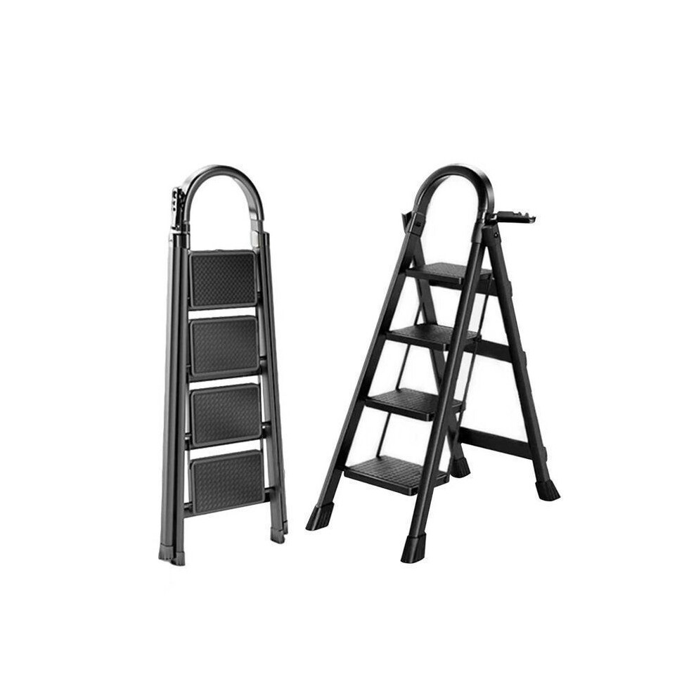 Seven Comfort Step Stool - 4 Steps - Steel - Folding - 6145118Cm (L-L-H) - Maximum Load 150 Kg - Black 8721161478126