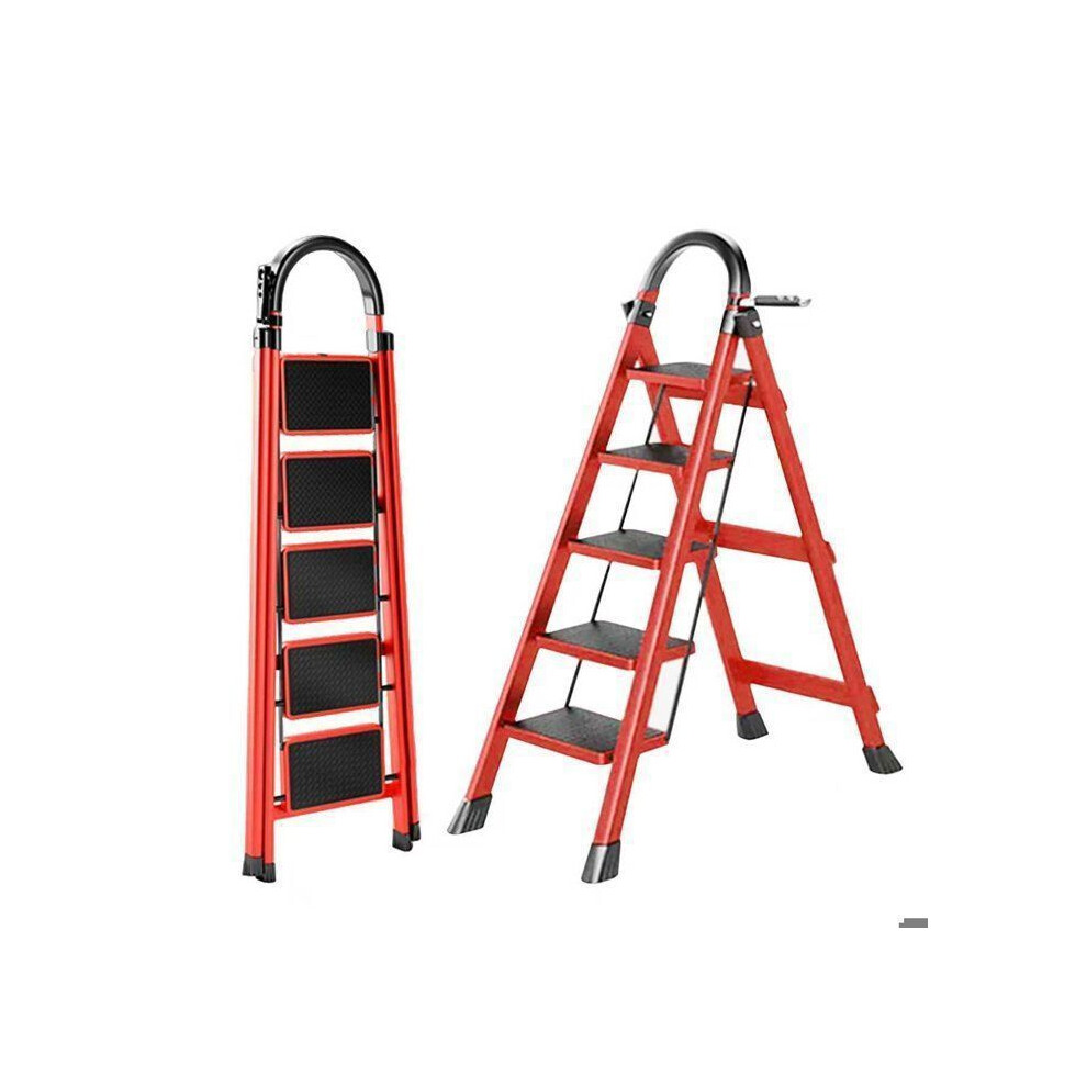 Seven Comfort Stool 5 Steps-Folding-Optimal Stability And Safety-Load 150Kg-Made Of Steel-Red 721691418683