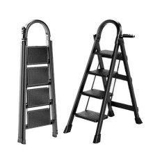 Seven Comfort Escabeau - 4 Stufen - Stahl - ausgestattet mit einem Clip - 6145118cm(L-L-H) - Maximale Belastung 150 kg - Schwarz