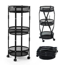 Keukenopbergplank - SEVEN COMFORT - 3 niveaus - Opvouwbaar - 15kg per niveau - Zwart