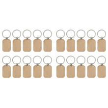 20-Pack Blank Tränyckelring Oavslutad Trähängsmycke med Nyckelringar för EDC-Taggar DIY-Nyckelhantverkstillbehör