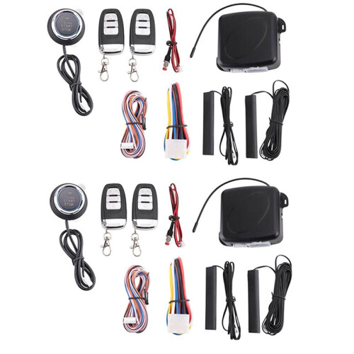 2X Car SUV PKE Keyless Entry Engine Start Alarm System Push Button Start System Remote  Stop 1