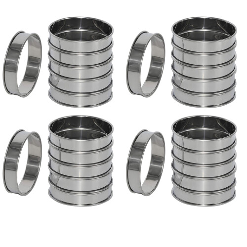 18 Pack 4 Polegadas Double Rolled English Muffin Rings, Aço Inoxidável Crumpet Rings, Tart Rings, Round
