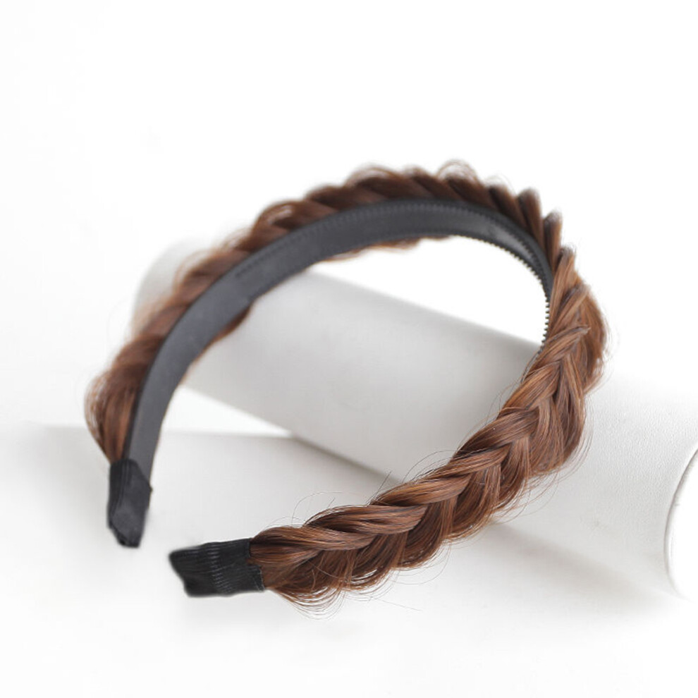 Dcph-Clothing (Light Brown) Chunky Braid Wig Headband - Natural Color Hair Ornament