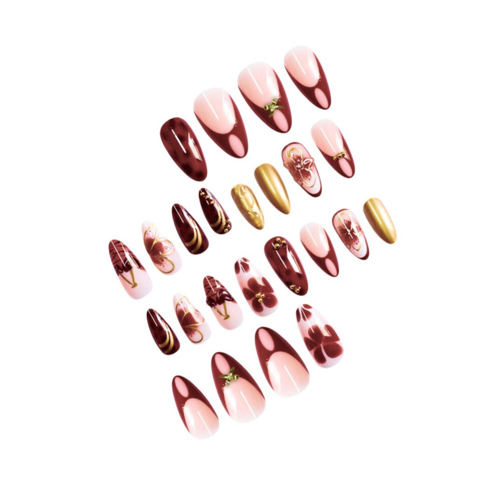 Hue-Grain 24Pcs French Tip False Nails - Durable & Stylish