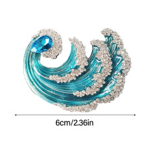 (Lake Blue) Rhinestone Wave Brooch - Women\'s Fashion Jewelry Gift