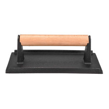 20.5cm Cast Iron Grill Press Bacon Press with Wooden Handle, Heavy Duty Steak Weight for Griddle