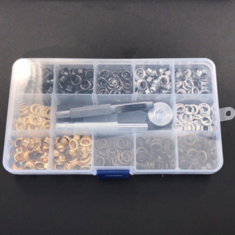 200 Set 6 mm Metal Grommets Eyelets Kit with a Base and Punch Hole Tool ...