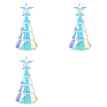 3X Christmas Light Ornament USB Powered Colorful Xmas Tree Figurine with Star Handmade Tabletop Centerpiece