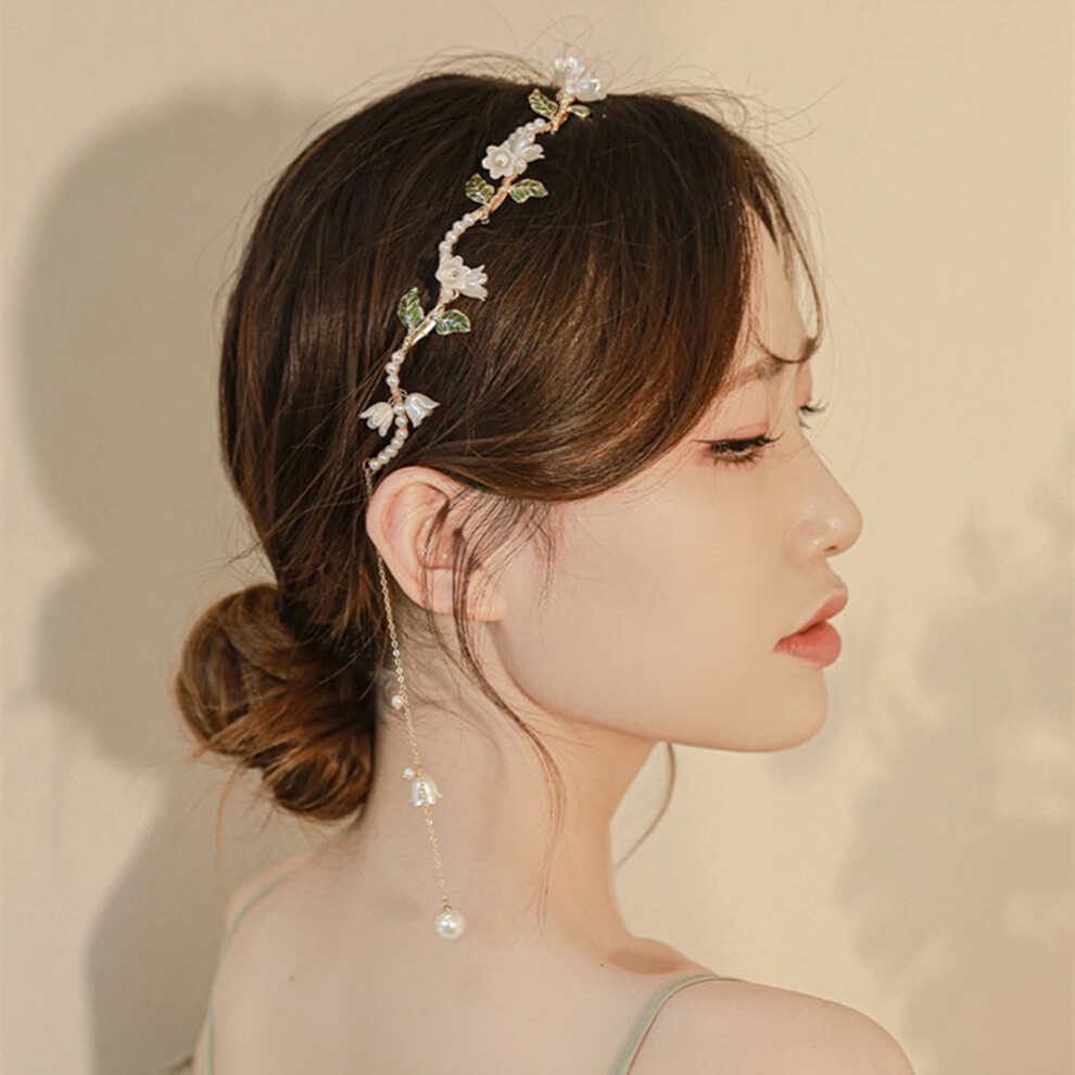 Zhouq-Outdoors Pearl Flower Hair Band For Weddings & Parties