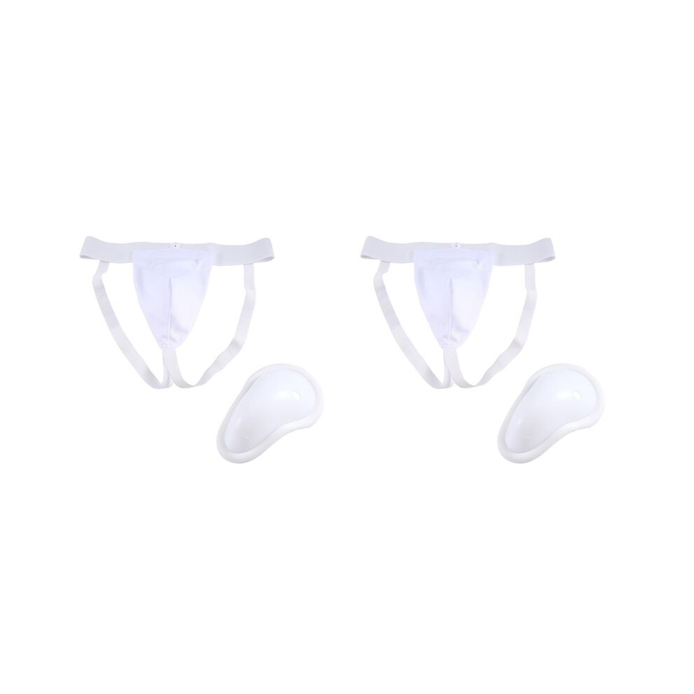 2X Groin Protector Cup Men, Boxing Kickboxing Muay Groin Guard, Ventilated Adjustable, Karate Fighting Training L 4712988062425