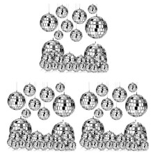 72 Pièces Boule Disco Miroir Suspendue, Décor de Boule Disco en Verre, Décorations de Fête Disco, pour Décor de Fête de Vacances avec Corde
