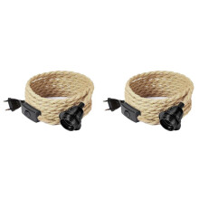 2X Cordon de Lustre en Corde Rétro, Accessoires de Lampe de Table avec Prise D'Interrupteur à Cordon (Sans Ampoule) Prise UE