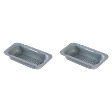 2X over the Sink Colander Strainer Basket - Wash Vegetables and Fruits, Drain Cooked Pasta and Dry Dishes - Extendable
