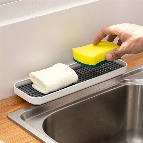 2X Sink Soap Rack Sponge Holder Cup Tableware Drain Tray Dish Washing Scrubber Kitchen Storage Trays Kitchen Organizer A 2