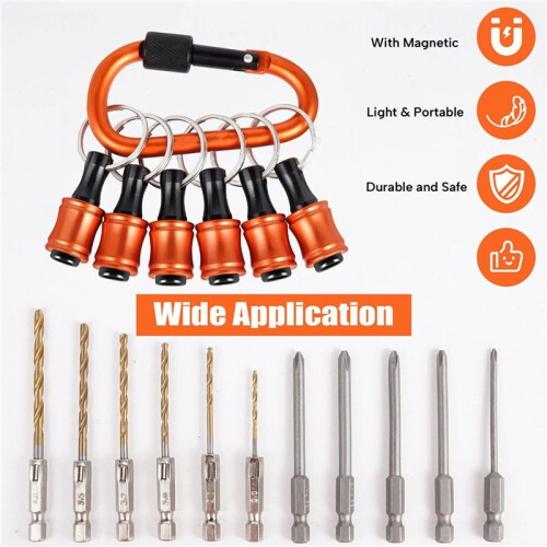12PCS Bit Holders Keychain, 1/4 Inch Hex Shank Bit Holders, Quick-Change Design 2